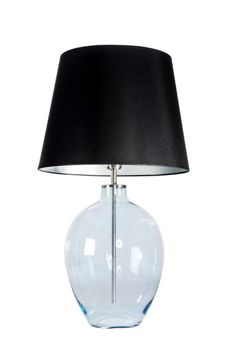 Skontrolujte Stolná lampa so sklenenou základňou Luzon Blue Famlight čierna / strieborná E27 60W