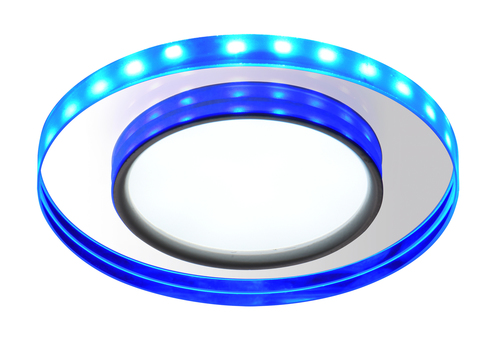 Skontrolujte Ssp-23 Ch / Tr + Bl 8W LED 230V kruhové stropné svietidlo s modrým očkom, stropné svietidlo, pevné okrúhle sklo, priehľadné