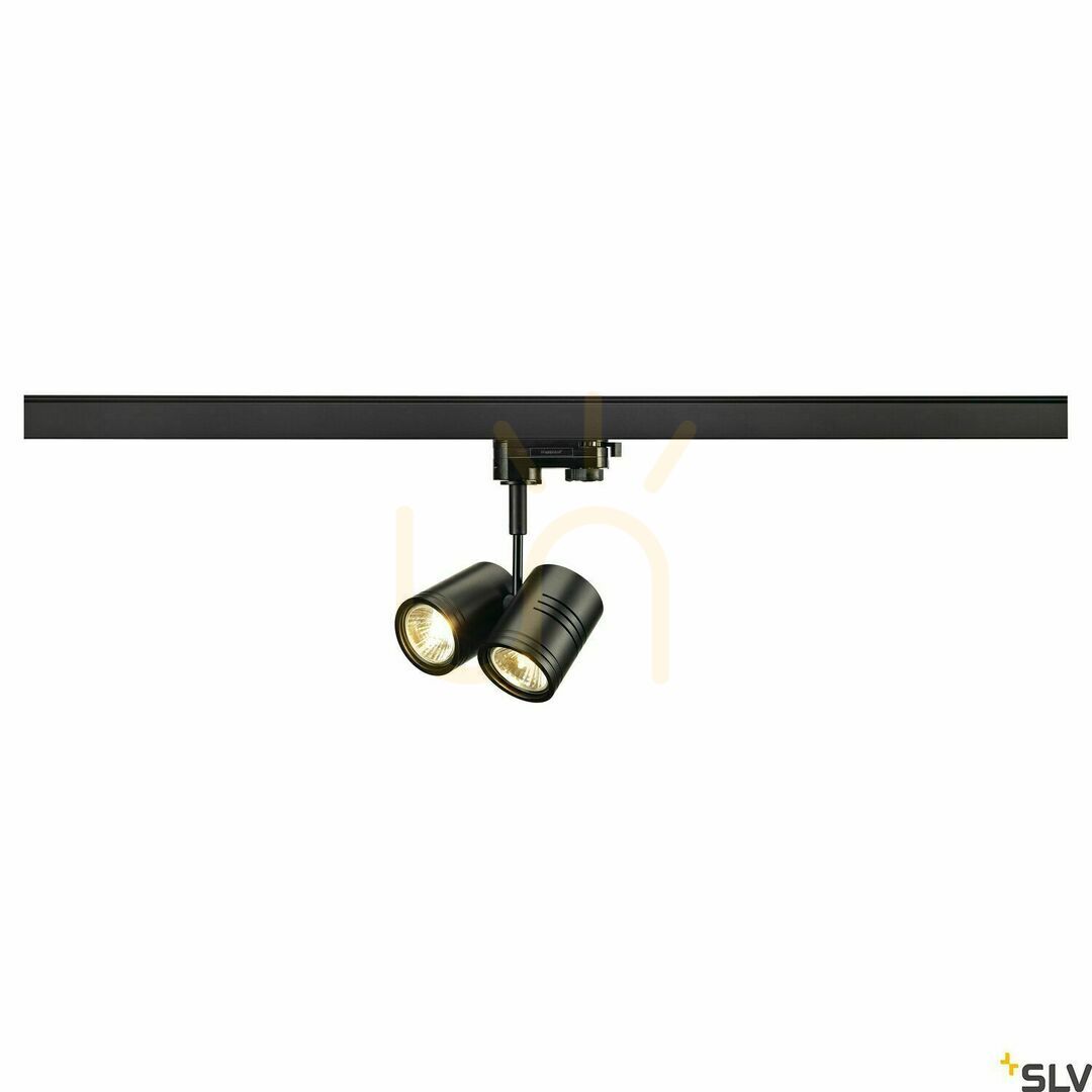 SLV BIMA II Double-Head Track Spotlight Black 3-Circuit GU10 152230
