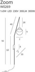 Nástenné svietidlo Max Light Zoom W0269 čierne LED 3W 90 cm 2 Nástenné svietidlo Max Light Zoom W0269 čierne LED 3W 90 cm small 2