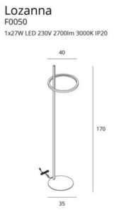Stojacia lampa Max Light LOZANNA F0050 LED 27W 3000K 170 cm zlatá small 1