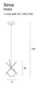 Závesné svietidlo Max Light Xena P0403 mosadz biele sklo E27 1x60W 20 cm 1 Závesné svietidlo Max Light Xena P0403 mosadz biele sklo E27 1x60W 20 cm small 1