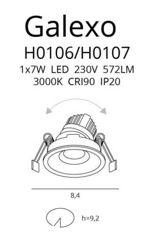 Skontrolujte Zapustené svietidlo Max Light Galexo H0106 biele LED 7W 3000K 8,4 cm