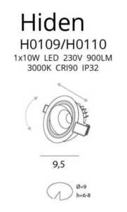 Zapustené svietidlo Max Light HIDEN H0110 čierne LED 10W 3000K CRI90 small 1