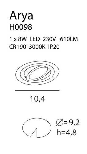 Skontrolujte Zapustené svietidlo Max Light Arya H0098 biele 8W 3000K stmievateľné 92 mm