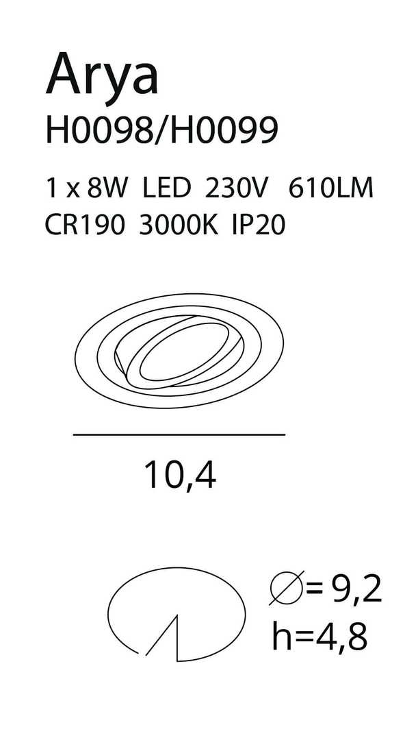 vyhliadka Zapustené svietidlo Max Light Arya Tilted H0099 čierne 8W 3000K LED Zapustené svietidlo Max Light Arya Tilted H0099 čierne 8W 3000K LED