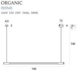 Závesné svietidlo Max Light Organic P0354D LED 16W čierne 100 cm small 1