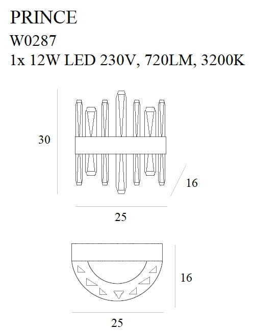 Náhľad Nástenné svietidlo Max Light Prince W0287 zlaté 12W LED 25x30 cm Nástenné svietidlo Max Light Prince W0287 zlaté 12W LED 25x30 cm