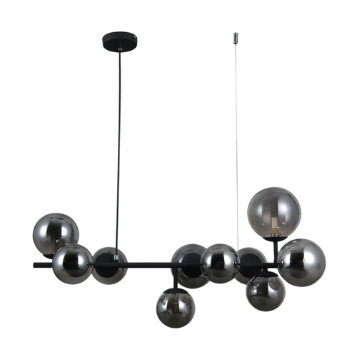 Skontrolujte Závesná lampa Italux Frontera čierna dymové sklo G9 10x PND-40423-10