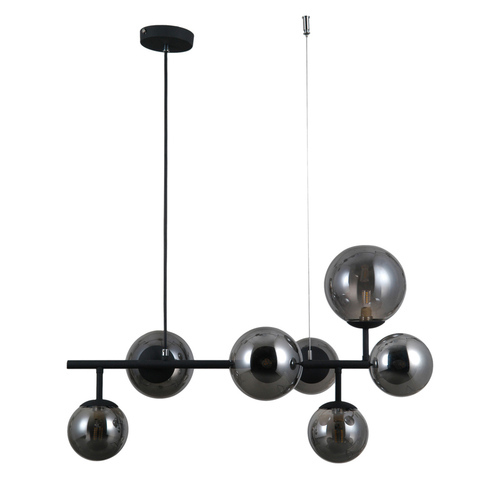 Skontrolujte Závesná lampa Italux Frontera G9 čierna dymové sklo 7-plameňová PND-40423-7