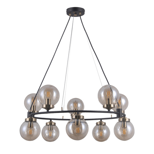 Skontrolujte Prívesná lampa Italux Galvez čierna/amber E14 10-plameňov PND-28622-10A