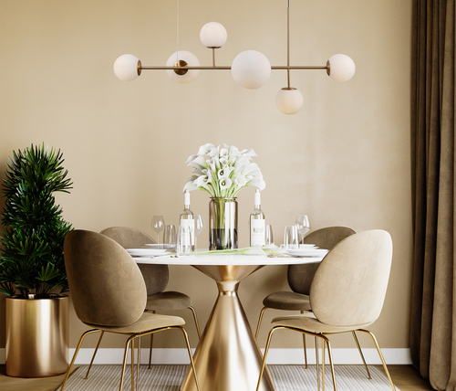 Skontrolujte Závesná lampa Italux Vailante biela mosadz 6x E27 PND-31221-6-HBR