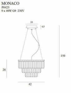 Závesné svietidlo Max Light Monaco P0423 zlaté 9xG9 42 cm small 1