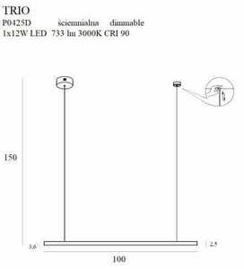 Závesné svietidlo Max Light Trio P0425D zlaté LED 100 cm stmievateľné 3 Závesné svietidlo Max Light Trio P0425D zlaté LED 100 cm stmievateľné small 3