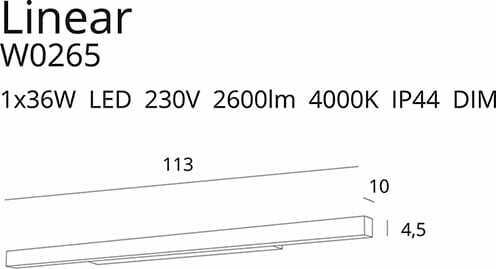 vyhliadka Nástenné svietidlo Max Light Linear W0265 biele LED 36W 113 cm IP44 stmievateľné Nástenné svietidlo Max Light Linear W0265 biele LED 36W 113 cm IP44 stmievateľné
