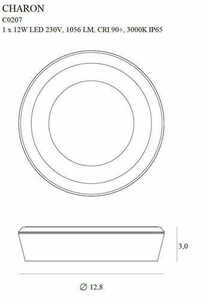 LED stropné svietidlo Max Light Charon C0207 biele, IP65, 12 W, 12,8 cm small 1