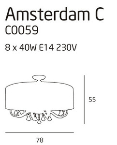 Plafond Max Light Amsterdam C0059 chróm ecru 8x40W 80 cm small 3