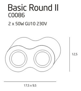 Čierne kovové stropné svietidlo Max Light Basic Round II BK C0086, 2×GU10 small 2