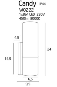 Nástenné svietidlo Max Light Candy W0222 chróm IP44 8W 3000K small 3