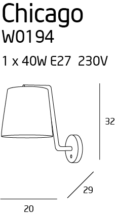 Skontrolujte Nástenné svietidlo Max Light Chicago W0194 čierne 40W 32 cm