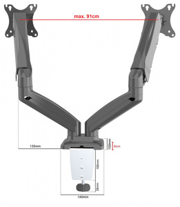 Stolový držiak na dva monitory - plynová pružina - 13-32" small 3