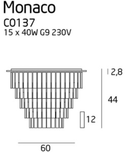 Plafón Max Light Monaco C0137 chróm sklo 15xG9 60 cm small 1