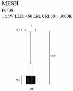 Závesné svietidlo Max Light Mesh P0438 zlaté čierne 9 cm LED 5W 2 Závesné svietidlo Max Light Mesh P0438 zlaté čierne 9 cm LED 5W small 2