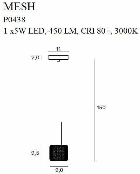 Náhľad Závesné svietidlo Max Light Mesh P0438 zlaté čierne 9 cm LED 5W Závesné svietidlo Max Light Mesh P0438 zlaté čierne 9 cm LED 5W