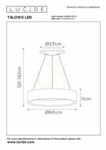 Závesné LED svietidlo Lucide TALOWE biele 60 cm 39W 2340lm 3000K 46400/42/31 small 4
