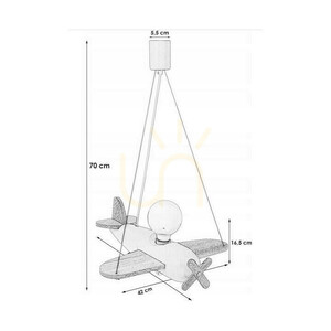 Závesné svietidlo lietadlo Hellux Clipper 1042302, svetlomodré a prírodné drevo, E27 small 6