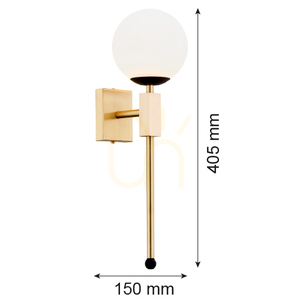 Nástenné svietidlo ARGON MEGAN opál matný, brúsená mosadz, čierna 4740 small 2