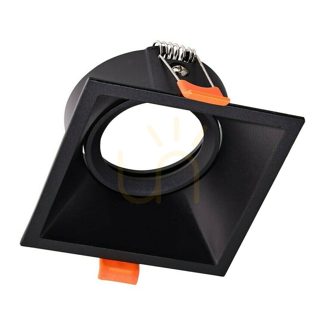 Black Eyelet Ceiling Zapustená štvorcová pohyblivá 1x Gu10 Ip20 čierna
