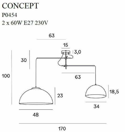 Skontrolujte Závesné svietidlo Max Light Concept P0454 zlaté 2x E27 170 cm