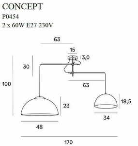 Závesné svietidlo Max Light Concept P0454 zlaté 2x E27 170 cm small 1