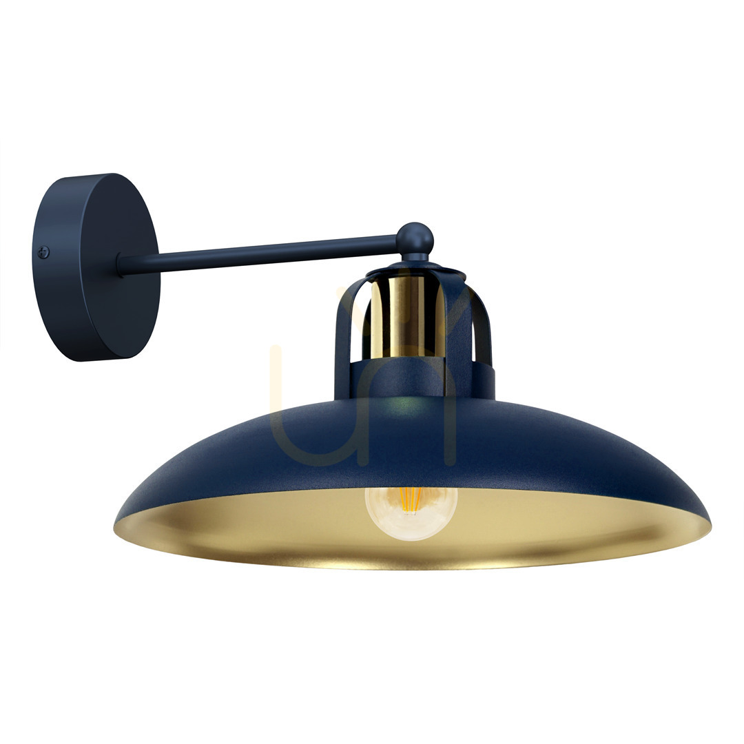 Modrá Nástenná lampa Felix Navy Blue / Gold 1x E27