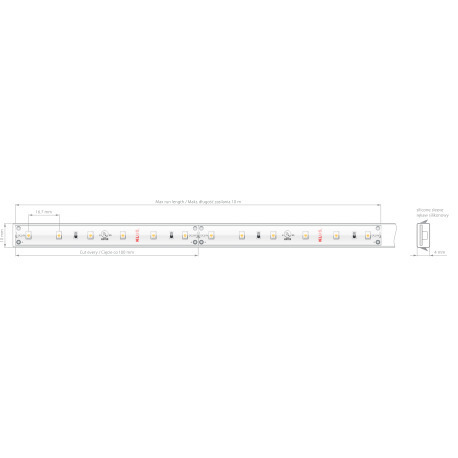 Skontrolujte LED pás 8KWP-K-27-1210-24V 4,8W / m