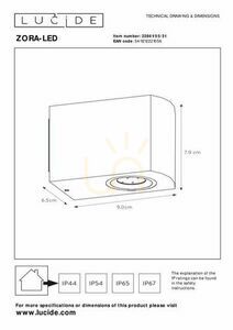 Vonkajšie nástenné svietidlo Lucide ZORA-LED biele 5W IP44 22861/05/31 small 3