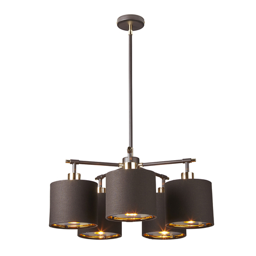 Skontrolujte Luster Balance 5 Light - hnedá a leštená mosadz Elstead