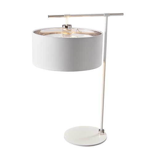 Skontrolujte Balance 1 Light Stolná lampa - biela a leštený nikel Elstead