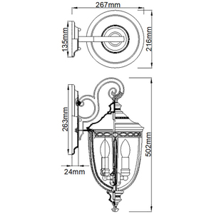 Anglická uzda 3 ľahká stredná nástenná lampa - Black Elstead small 4