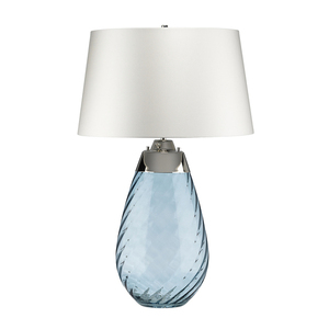 Svetlo modrá stolová lampa Lena 2 so sivobielym tienidlom Elstead small 2