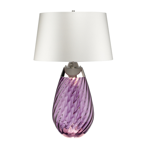 Skontrolujte Svetlá veľká slivková stolná lampa Lena 2 so sivobielym tienidlom Elstead