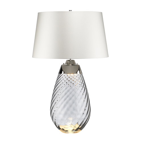 Skontrolujte Svetlá veľká dymová stolná lampa Lena 2 so sivobielym tienidlom Elstead