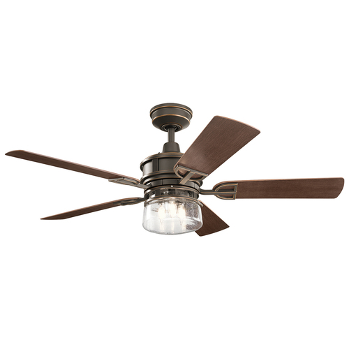Skontrolujte Lyndon Patio stropný ventilátor s osvetlením starý bronz, IP23 LED E27 132 cm