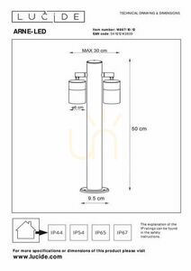 Vonkajšie post svetlo Lucide ARNE-LED strieborné IP44 2xGU10 50 cm 14867/10/12 small 5