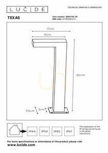 Vonkajší LED stĺpik Lucide TEXAS 60 cm antracit IP54 28851/60/30 small 2