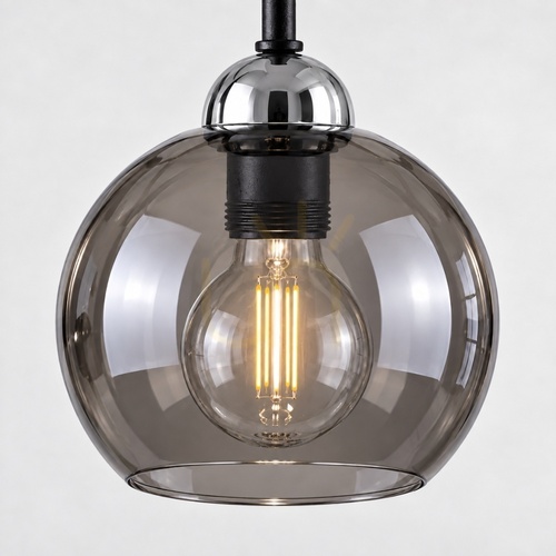 Skontrolujte Luster Keter Lighting COSMO 1252, 6×E27, čierny/chróm, dymové sklo