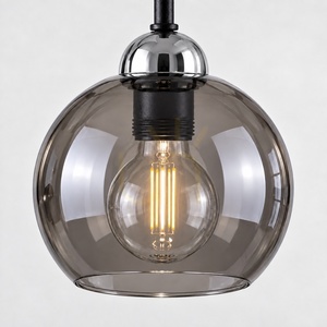Luster Keter Lighting COSMO 1252, 6×E27, čierny/chróm, dymové sklo small 1
