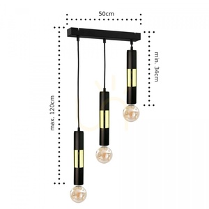 Závesné svietidlo Keter Lighting MAGNUM BULB 1266 3×E27 čierno-zlaté small 2