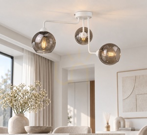 Stropné svietidlo Keter Lighting COSMO WHITE 1295, 3×E27, biele s dymovým sklom small 1